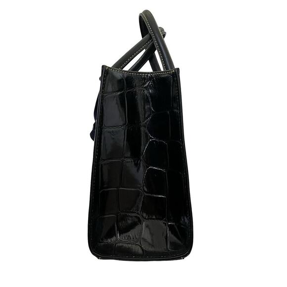 Dooney & Bourke Janine Croc Embossed Leather Satchel Purse Black Top Handles NWT - Picture 6 of 16